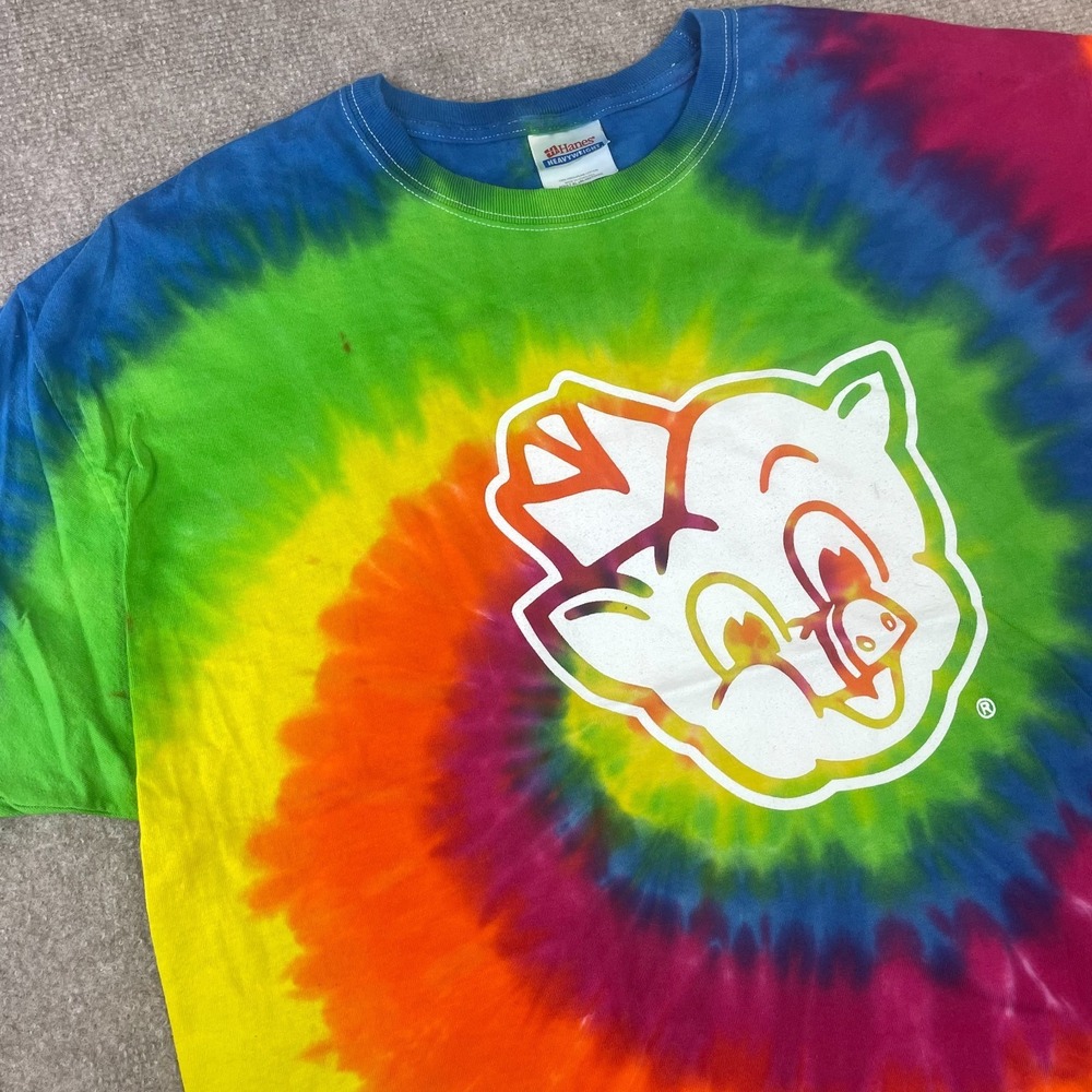 Im Big On The Pig Hanes T Shirt‎ Mens XL Multicolor Tie Dye Graphic Print Cotton